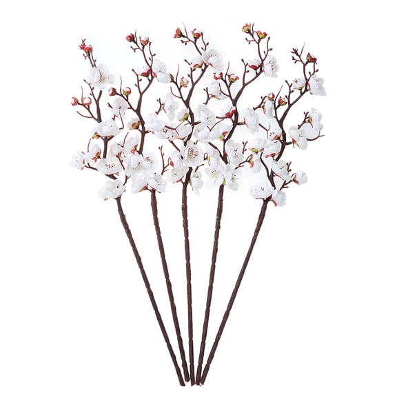 3 Pcs Simulated Artificial Plum Blossom Branches for Bouquet Home Office Wedding Decoration (White)