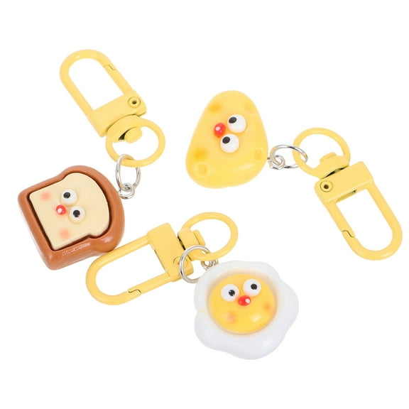 Masteelf 3 Pcs Food Model Key Chain Bread Keychain Drawer Rack Mat Toast