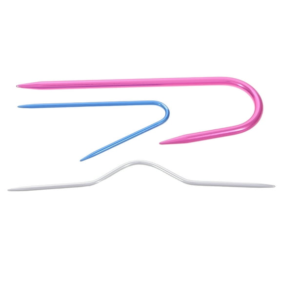 Masteelf 3 Pcs U Shaped Twist Needle Set Crochet and Knitting Yarn Needles for Cable Stitch Accessories