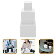 HEATSHAKING White Foam Geometric Cubes Set of 3 Jewelry Display Props 3.15 Inches Each