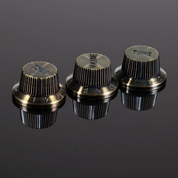 Masteelf 3 Pcs Plastic D65 Bronze Color Volume Tone Control Knob with Flat for Guitar Bass Parts Accessory 1 Volumes 2 Tones (Black)