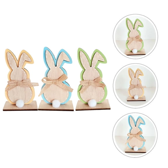 IDEANATEGRATE Bunny Room Decor Rabbit Shape Adorn Assorted Color 3Pcs 3.5x1.6in