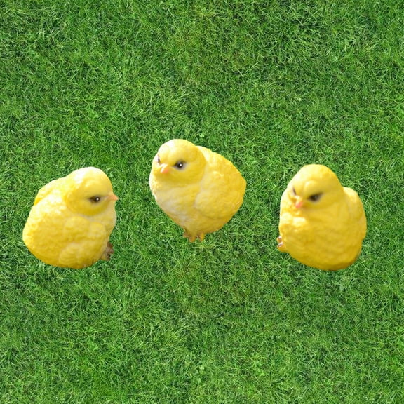 Masteelf 3 Pcs Resin Chick Ornaments Little Yellow Chicks Chicken Statues