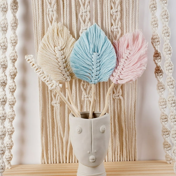 Masteelf 3 Pieces Assorted Color Cotton Rope Leaf Decor for Home Ornament and Flower Arrangement 7 Inch