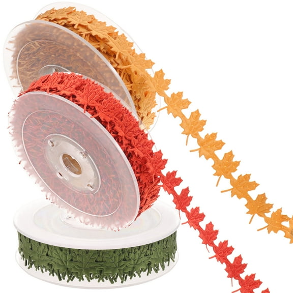OFFIGAM Present Wrapping Ribbon Maple Leaf Design Festival Decoration 3 Rolls