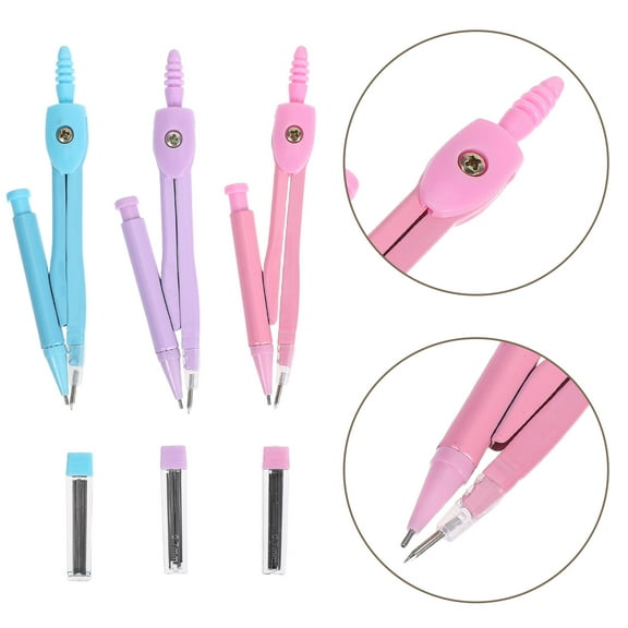 Masteelf 3 Sets Compass for Geometry Drawing for Students and Teachers Sturdy and Precise Tool for Accurate Circles for School Office and Home