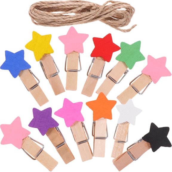 Masteelf 3 Sets Wooden Photo Clips with Replaceable Clamps, Cute Picture Holders and Clothespins for Displaying Photos and Crafts
