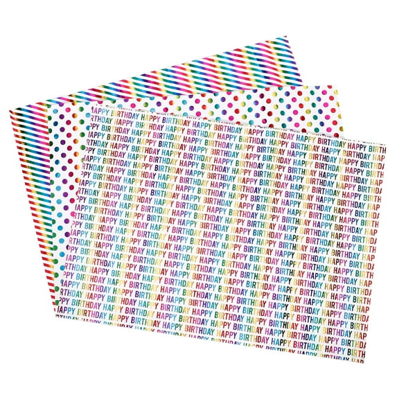 Masteelf 3 Sheets Colored Rainbow Birthday Gift Wrapping Paper Father