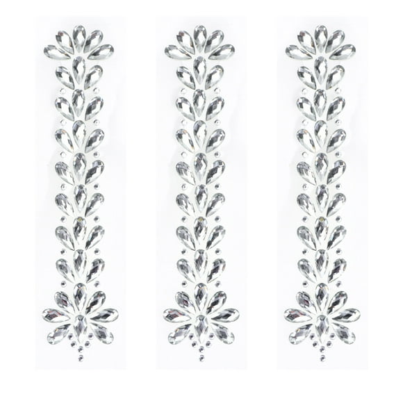 Masteelf 3 Sheets DIY Face Jewels Bling Stickers Gem Rhinestone White