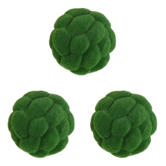 HEATSHAKING Garden Ornament Sphere Moss Ball Plastic Flocking 3Pcs 4x4x5in