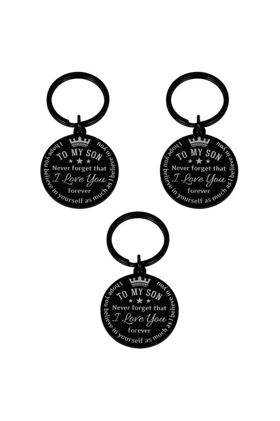 3 pcs Creative Stainless Steel Key Ring Kids Keychains Children's Day Gift (Black)