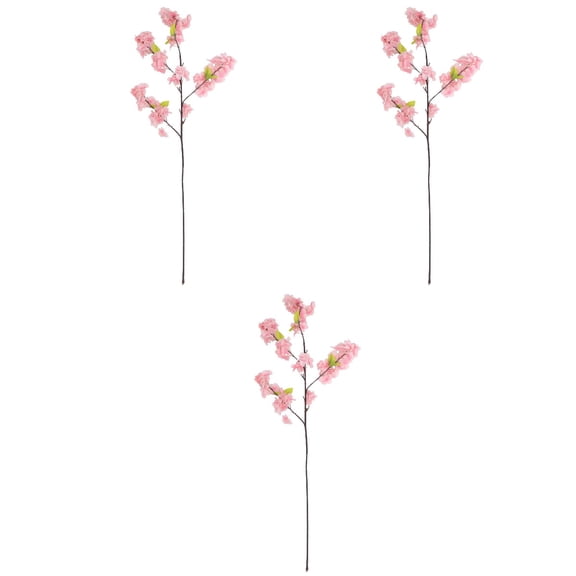 Masteelf 3-Piece Artificial Cherry Blossom Flower Decor Set with Rattan Vase for Indoor Home Decoration