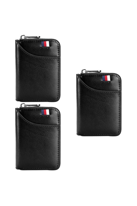 3 pcs Wallet RFID Shielding Billfold Anti-theft Brush Purse Money Coin Pocket (Black)