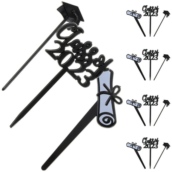 Masteelf 30 Pcs Graduation Cupcake Topper Fiesta Picks Toppers Decoration Black