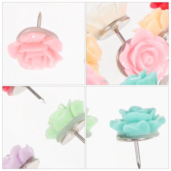 Masteelf  30 Pcs Pin Map Rose Thumb Tacks Resin Thumbtack Markers Supply