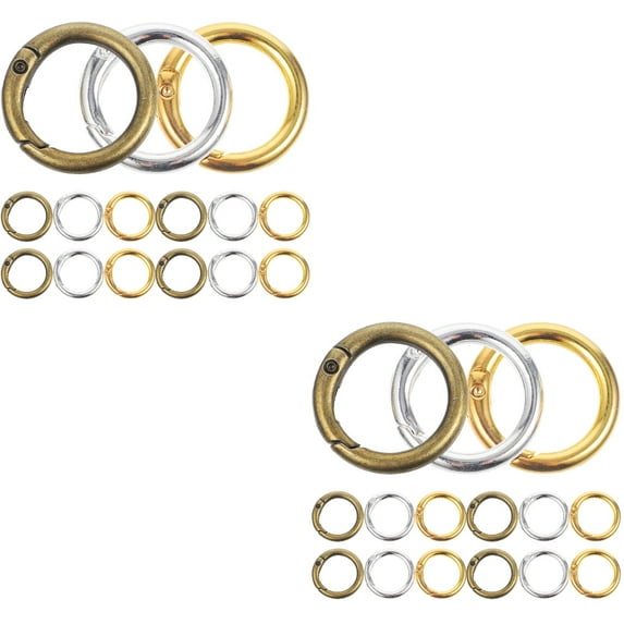 Masteelf 30 Pcs Round Keychain Clip Rings Colored Round Rings Metal Keychain Rings Spring Rings