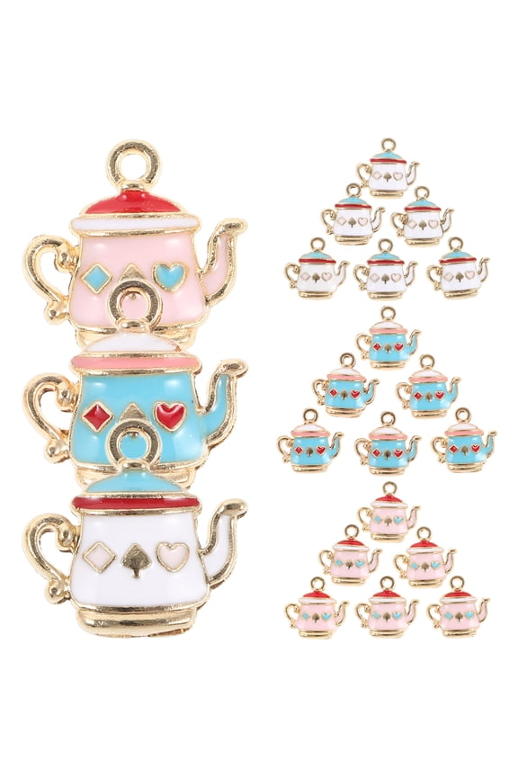 30 Pcs Teapot Pendant Vintage Decor Korean Style Keychain Handmade