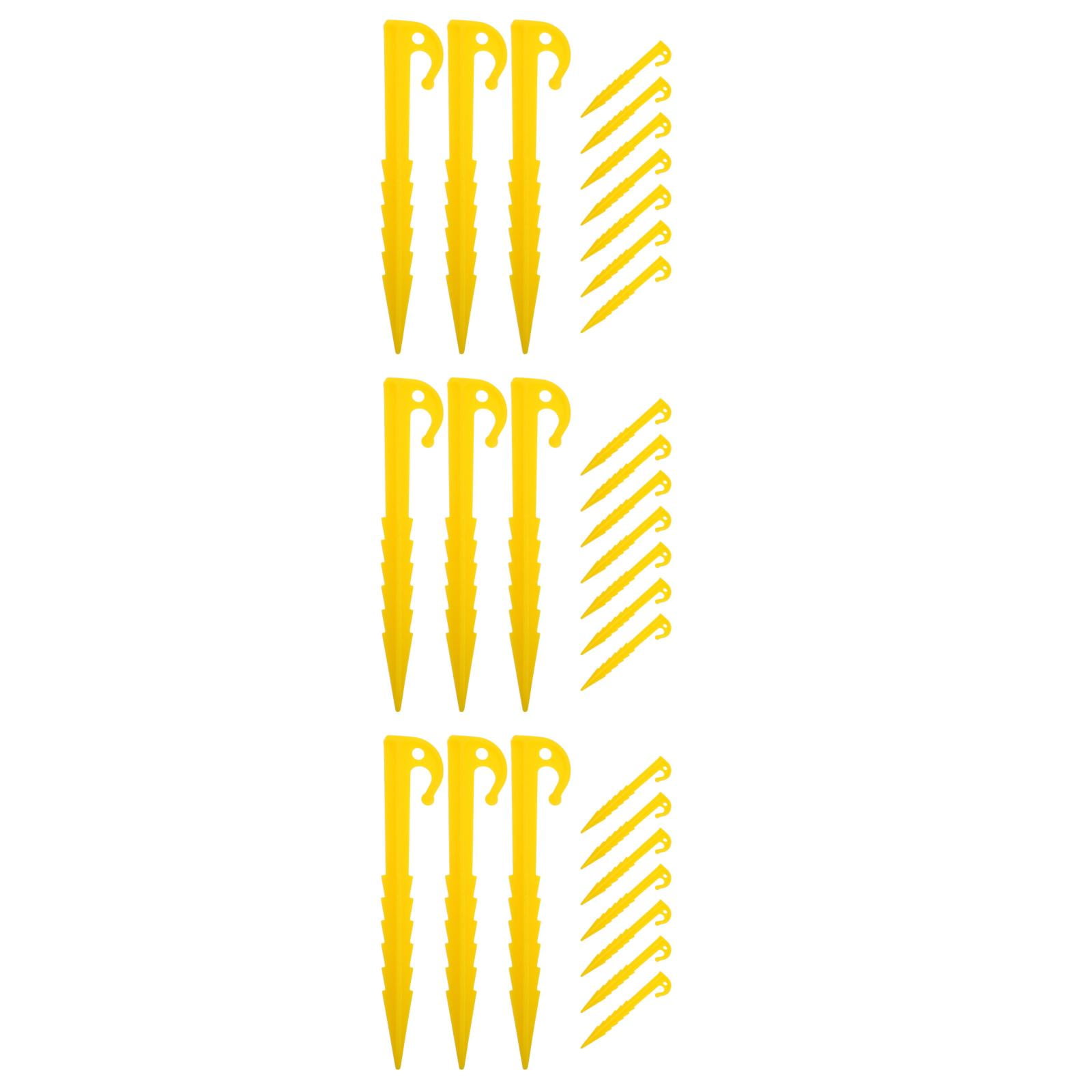 50-Pack 5.5 Inch Plastic Tent Pegs – Heavy Duty Serrated Tarp Stakes For Sand, Soil, Camping, Lawn (Yellow)
