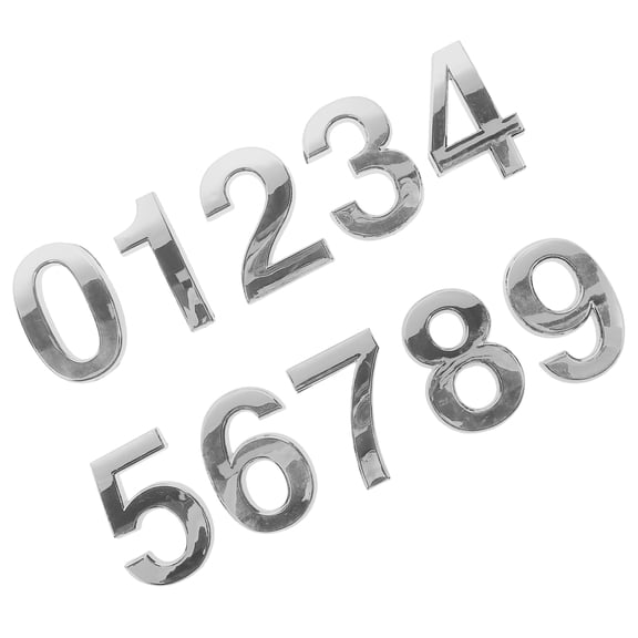 Masteelf 30 pcs  Stereoscopic Number Sign Modern Plaque Number House Hotel Door Address Digits Sticker Plate Sign(0-9,1pcs for each Number 5cm Silver)