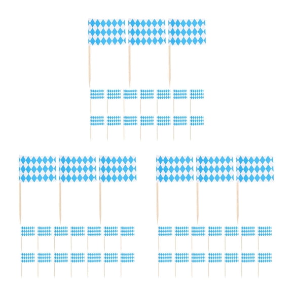 Masteelf 300 pcs Checkered Toothpicks Flags Oktoberfest Blue And White Checkered Toothpick Flag Dessert Topper Oktoberfest Picks Bavarian Flag Cupcake Topper Picks