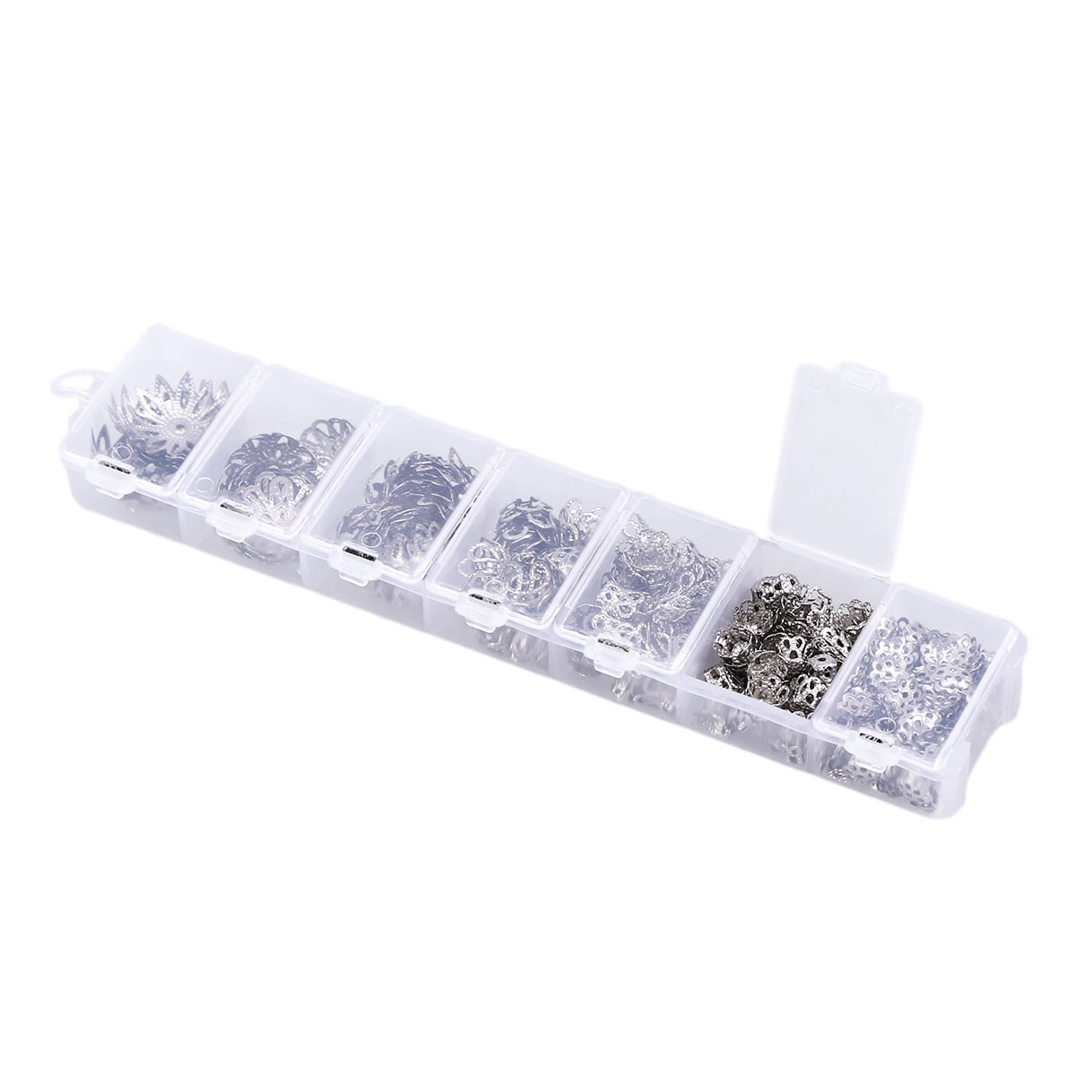 Masteelf 300pcs Flower Bead Caps Jewelry Findings Accessories for Bracelet Necklace Jewelry Making (White K)