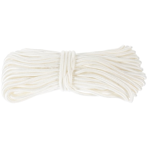 Masteelf 30M Solid Braided Nylon Rope and Weather Resistant Rope for Camping Indoor and Outdoor Sports 6mm(White)
