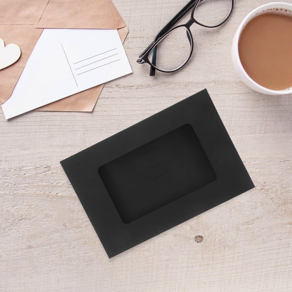 Masteelf 30pcs Black Cardboard Craft Frames with Window Envelopes, Blank Postcard Photo Gallery Frames for Letters and Pictures