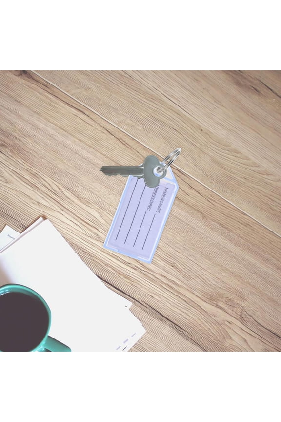 30pcs Plastic Key Tags White Item Identifiers With Split Ring Label Window Container Id Luggage Tag Key Ring Key Chain Plastic Key Tags With Label