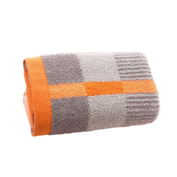 Masteelf 35x75 Cotton Bath Towels Thick Wash Face Towels Grid Design for Bathroom Hotel Kitchen (Orange)