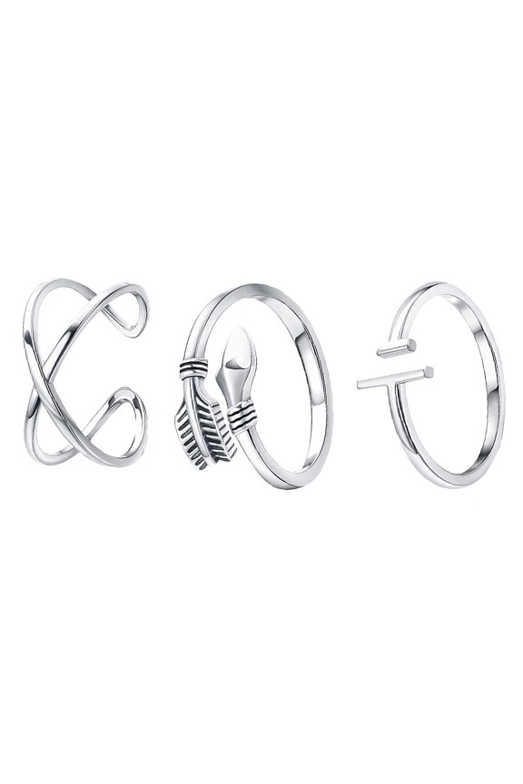 3PCS Adjustable Open Finger Ring Fashion Simple Open Ring Creative Ring Decor