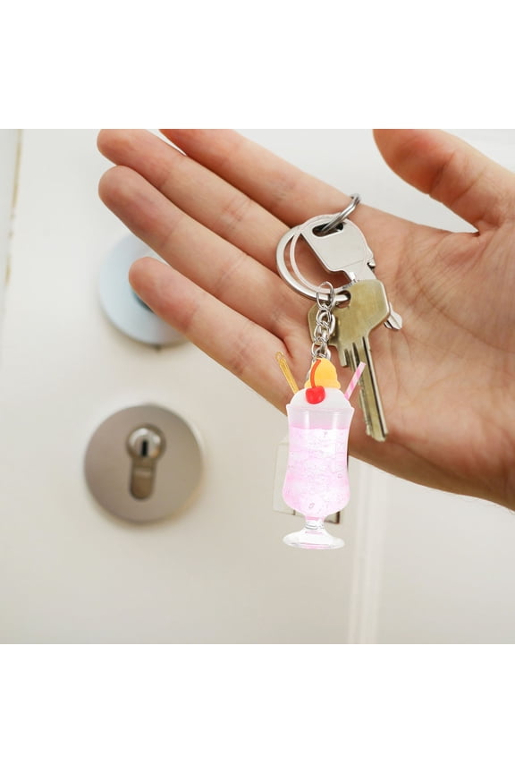 3PCS Ice Tea Cup Charms Pendants Colorful Glass Fruit Tea Drink Cup Charms Fruit Tea Charms Mini Key Rings Pendants Keychain Jewelry Crafts