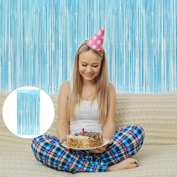 Masteelf 3Pcs Blue Fringe Backdrop Curtains for Photo Background 200x100cm