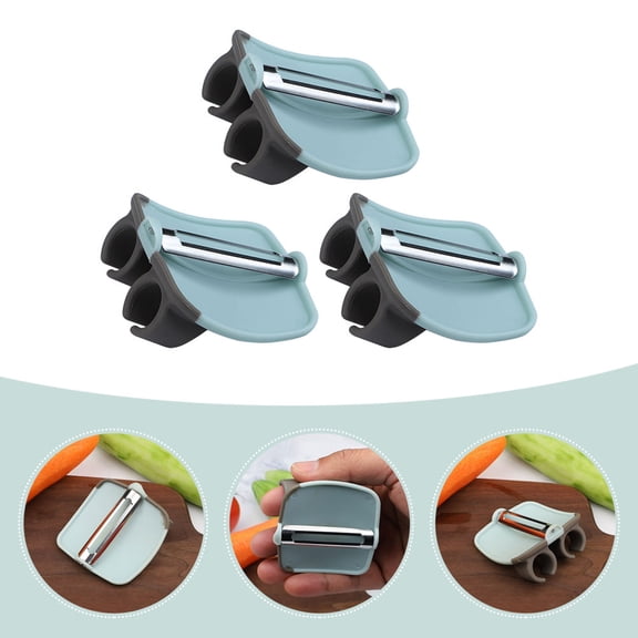 HONITANO 3Pcs Compact Ergonomic Stainless Steel Fruit Peeler for Kitchen with Sky Blue Handle