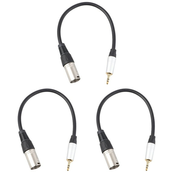Masteelf 3pcs 0.3m Stereo 3.5mm Male to XLR Male Plug Audio Speaker Amplifier Microphone Mic Adapter Cable TC210KM173 (Black)