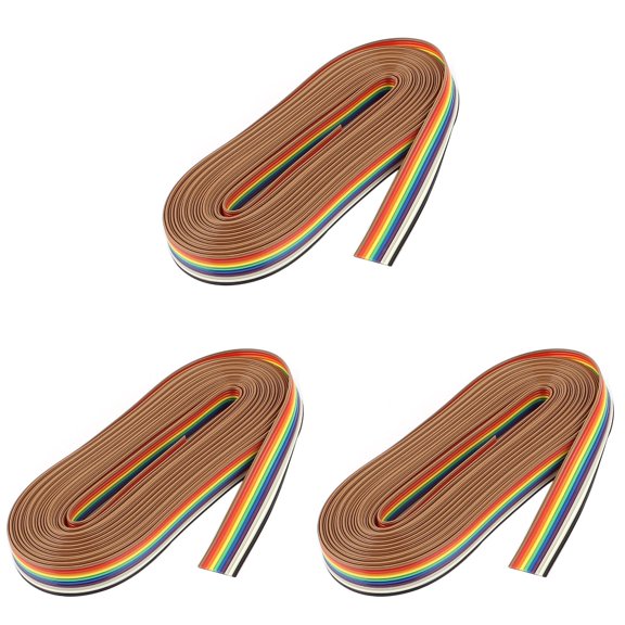 Masteelf 3-Pack 10M Flat 10-Wire Ribbon Cable for PC, Digital Devices, Electronic Testing, and Connectivity Solutions