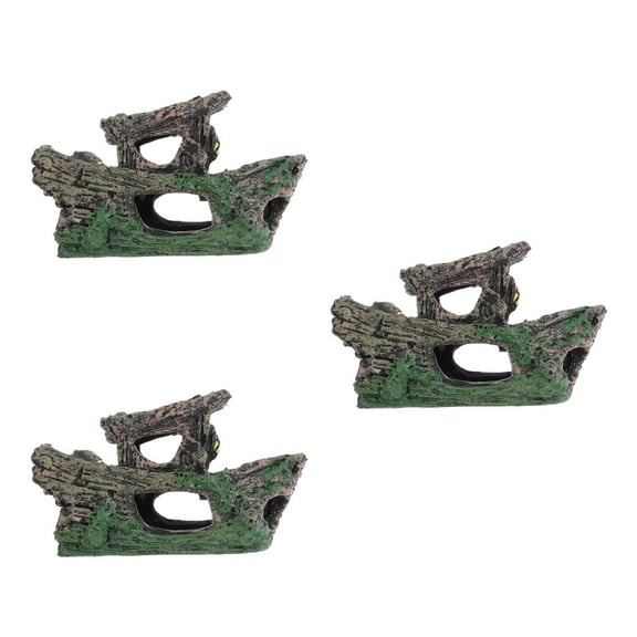 Masteelf 3pcs Aquarium Shipwreck Decoration Resin Hollow Tree Trunk Ornament Fish Tank Logs Fish Hideaway Aquarium Rock Fish Tank Artificial Driftwood for Landscape