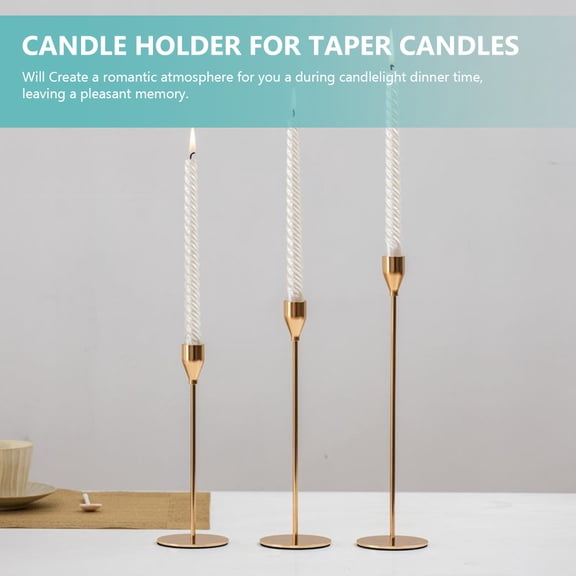 Masteelf 3pcs Candle Holder Golden Metal Candlestick Holders Wedding Dinner Party Candle Holder