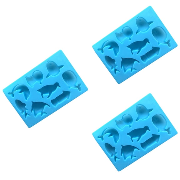 Masteelf 3pcs Cartoon 8 Cavity Fish Dolphin Ice Maker Creative Baking Mold Chocolate Candy Cake Mold (Blue)