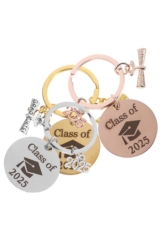 3pcs Class Of Grad Keychain Chic Stainless Steel Key Ring Graduation Season Souvenir Wear-Resistant Key Holder For Bags And Purses