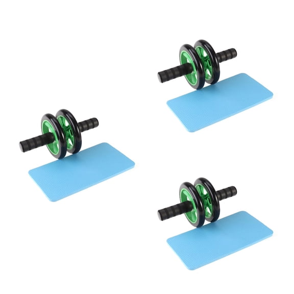 Masteelf 3pcs Dual Wheel Mute Ab Roller Abdominal Roller Trainer with Knee Pad for the Perfect Core Workout (Green)