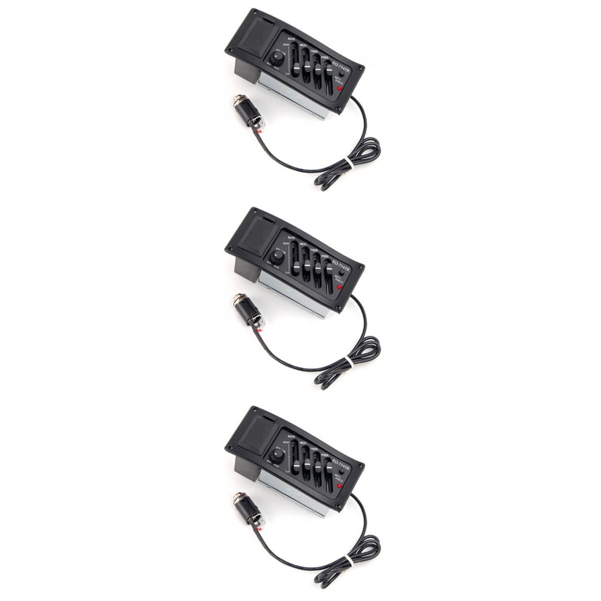 Masteelf 3pcs EQ-7545R 4 Bands Acoustic Guitar Piezo Pickup Preamp Amplifier Equalizer Tuner (Black)