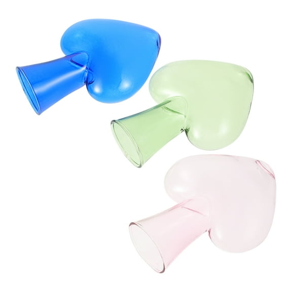 Heart Shaped Glass Vase for Home Decor Creative Crafts with Assorted Colors 3 Pieces Tabletop