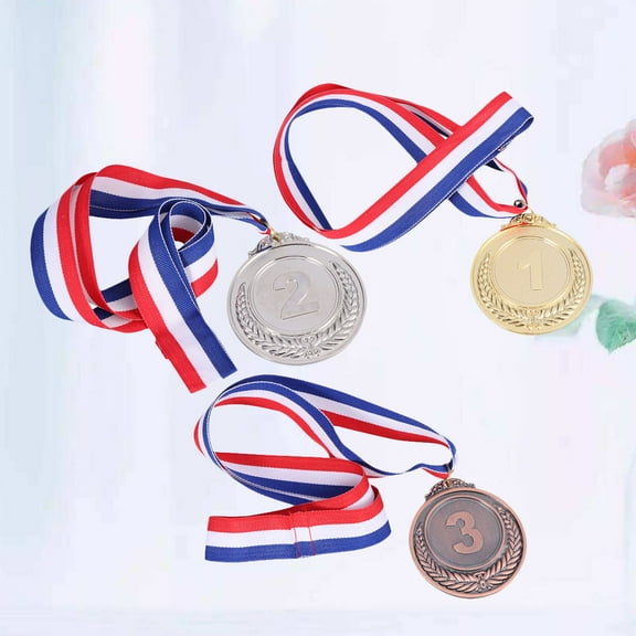 Masteelf 3pcs Metal Award Medals with Neck Ribbon Wheats Winner Medal for Sports Games Competition (Golden, Silver, Bronze)
