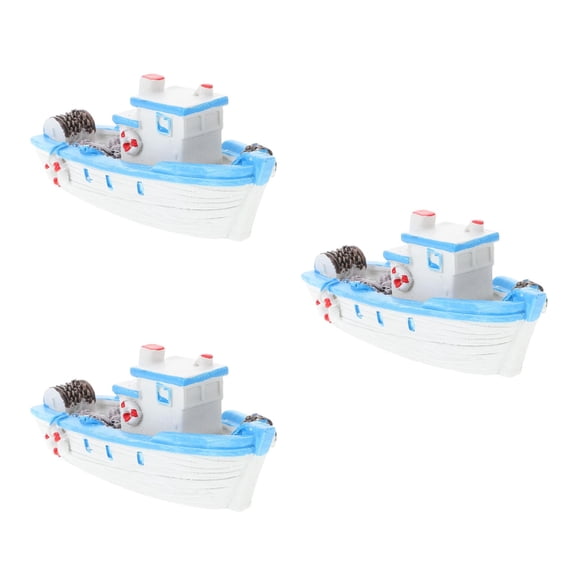 Masteelf 3pcs Resin Mini Boat Decor Detailed Nautical Sailboat Decor Miniature Sailing Boat Model Beach Theme Decoration Resin Craft Miniature Boat Ornament
