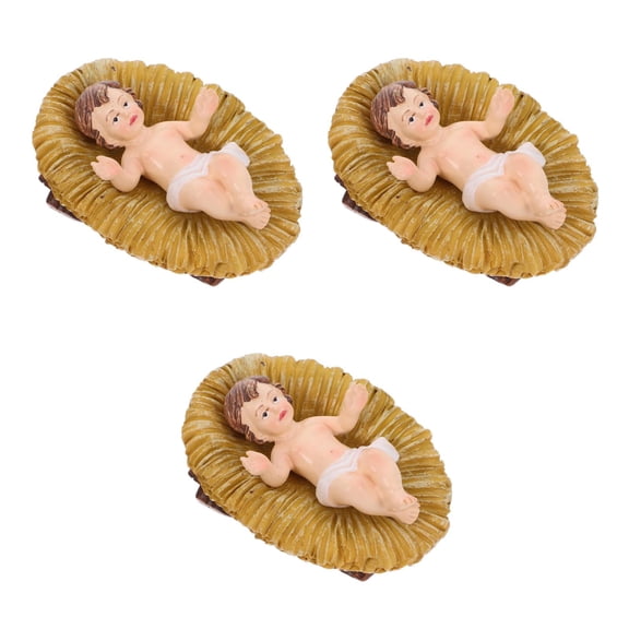 Masteelf 3pcs Mini Jesus Figurine In Resin Nativity Set For Christmas Decorations And Painted Christian Toys Religious Figure