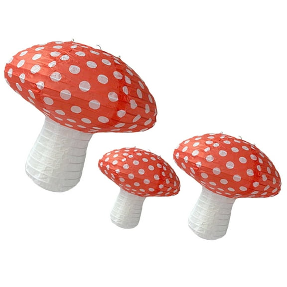 Masteelf 3pcs Mushroom Paper Lanterns Festival Hanging Decors for Halloween Birthday