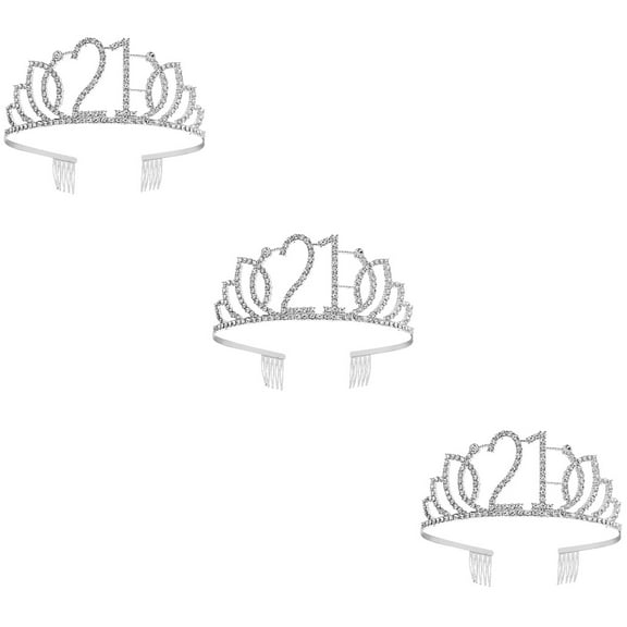 Masteelf 3pcs Number Crown Creative Birthday Cake Decoration Elegant Headwear Headdress Hair Accessories for Women Girls ( )