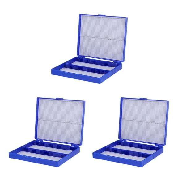IDEANATEGRATE Raindrops 3pcs Microscope Slide Organizer with 100 Slots Reusable Specimens Box for Laboratory Microscope Slides Storage Holder