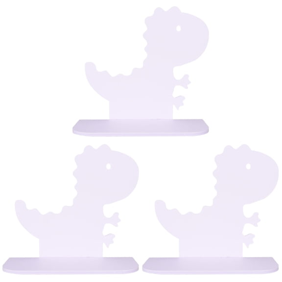 Masteelf 3pcs Punch Free Shelf Rack Baby Kids Room Wall Mount Storage Hanging Decorations Dinosaur Shape DIY Decor (White)
