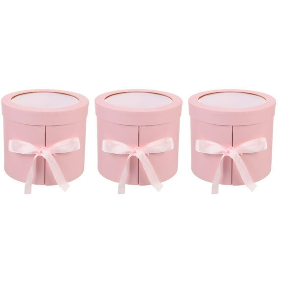 Masteelf 3pcs Round Flower Box Valentine Gift Packaging Box Party Gift Packaging Box